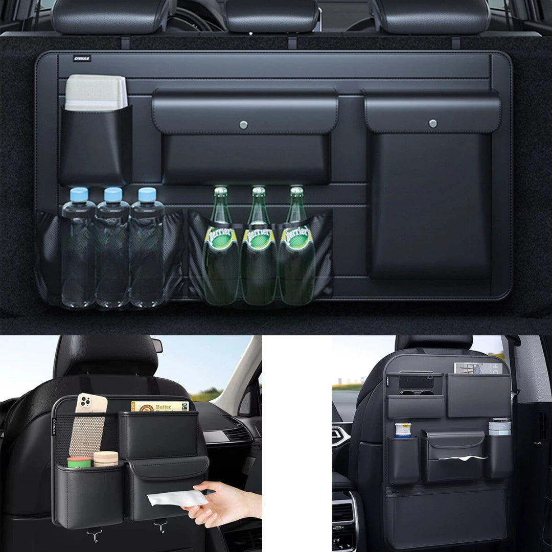 EA-Onlineshop Premium Leder Kofferraum Organizer, Kofferraumtasche, Auto  Organizer mit Deckel, Autotasche Box Praktisch (M, Schwarz-Rot)